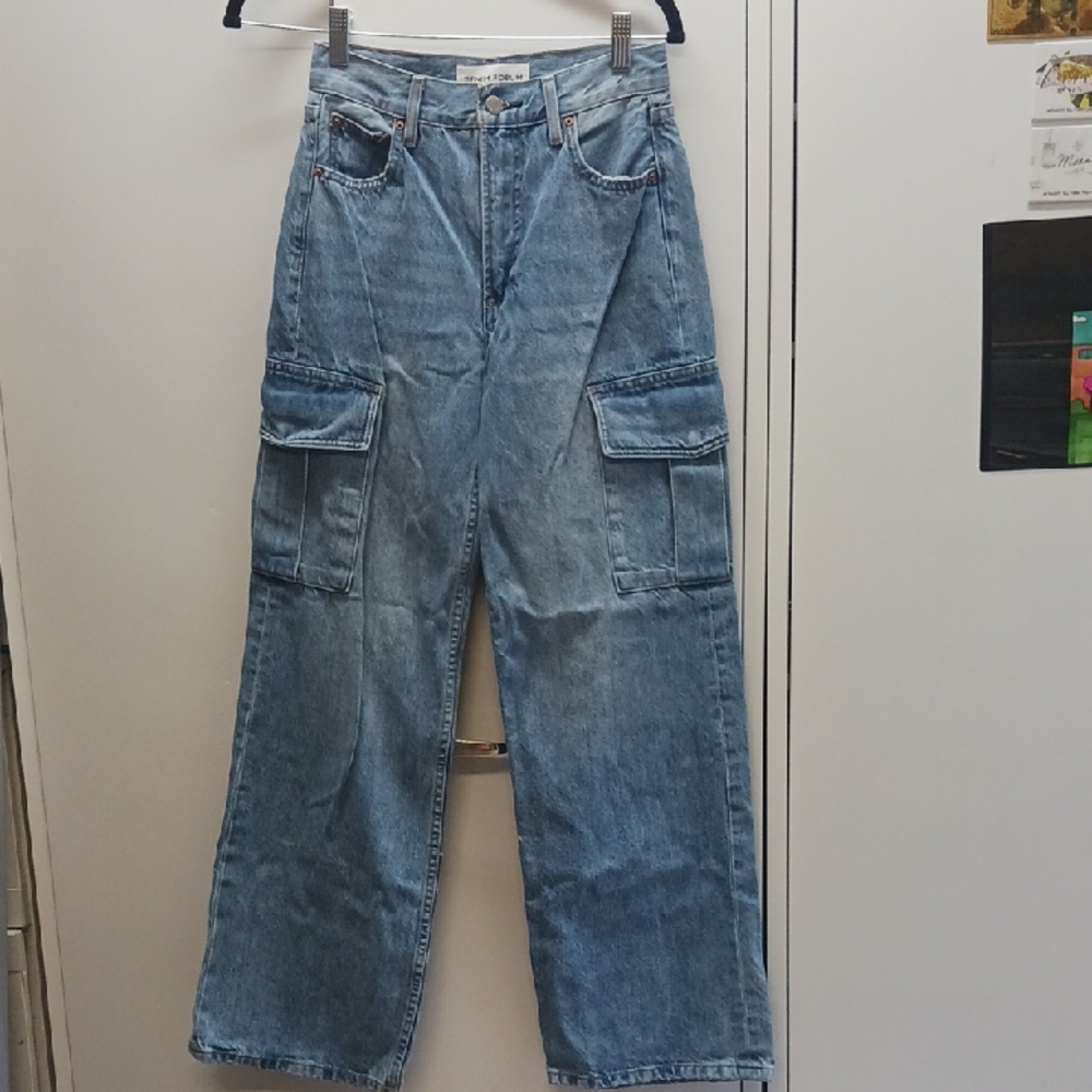 Denim Forum Blue Jeans with Button Detail
